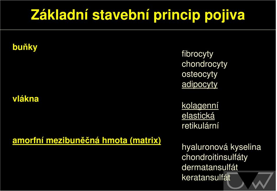 osteocyty adipocyty kolagenní elastická retikulární