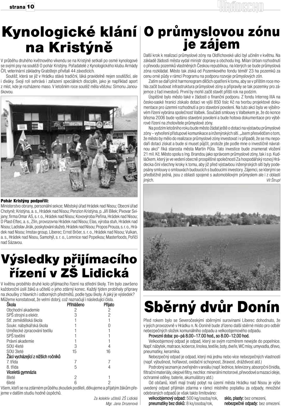 Svoji roli sehrává i zařazení speciálních disciplín, jako je například aport z míst, kde je rozházeno maso. V letošním roce soutěž měla vítězku: Simonu Janouškovou.