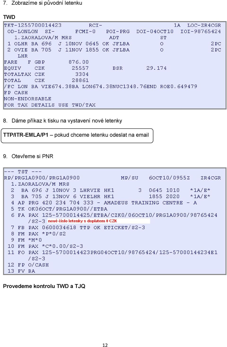 TTP/ITR-EMLA/P1 pokud chceme letenku odeslat na