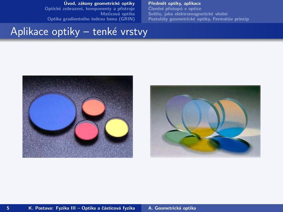 vlnění Postuláty geometrické optiky, Fermatův princip 5 K.