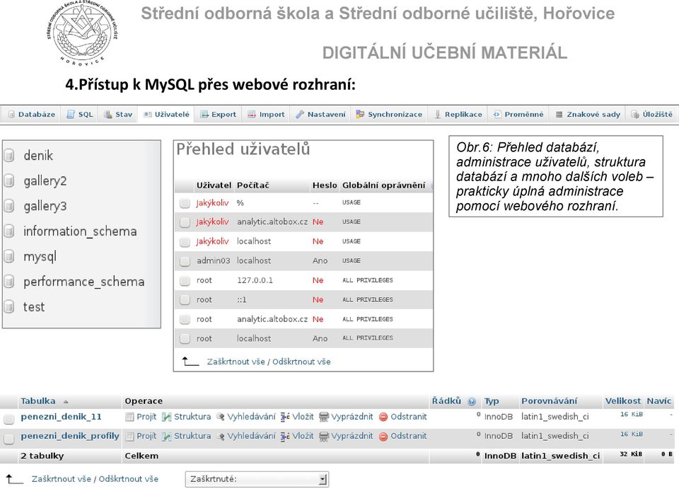 struktura databází a mnoho dalších voleb