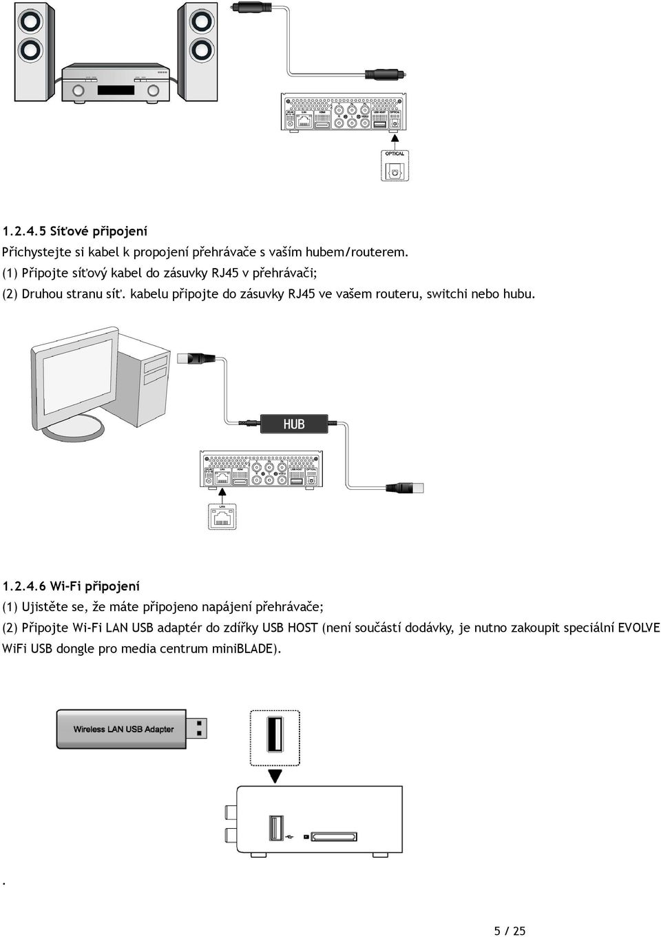 kabelu připojte do zásuvky RJ45