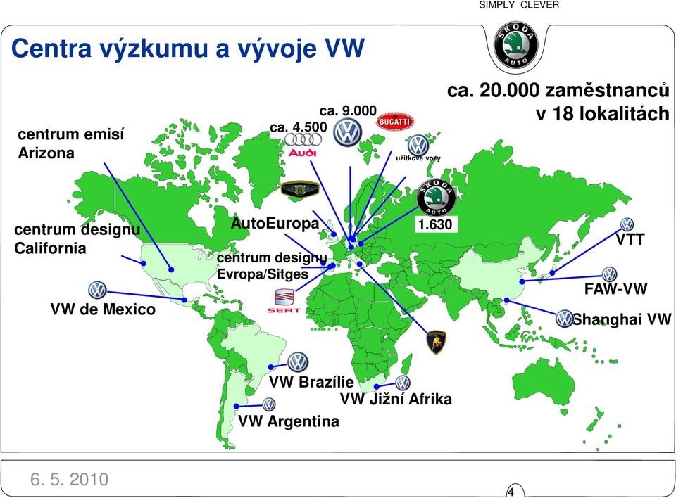 000 zaměstnanců v 18 lokalitách centrum designu California VW de