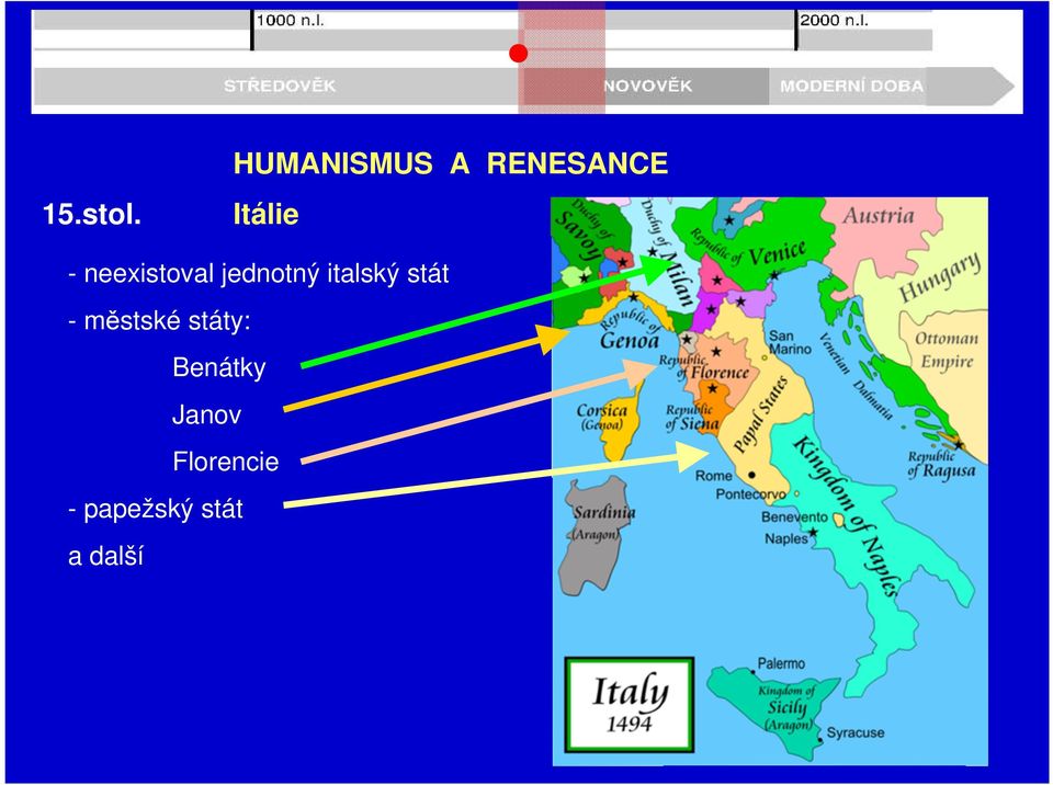 neexistoval jednotný italský stát