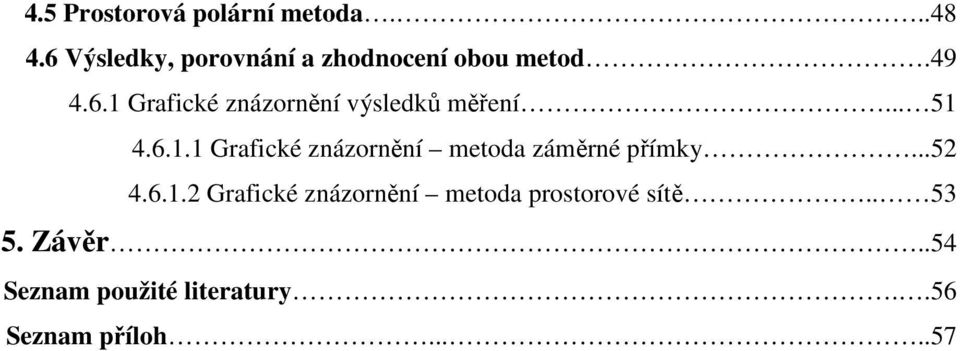 .. 51 4.6.1.1 Grafické znázornění metoda záměrné přímky...52 4.6.1.2 Grafické znázornění metoda prostorové sítě.
