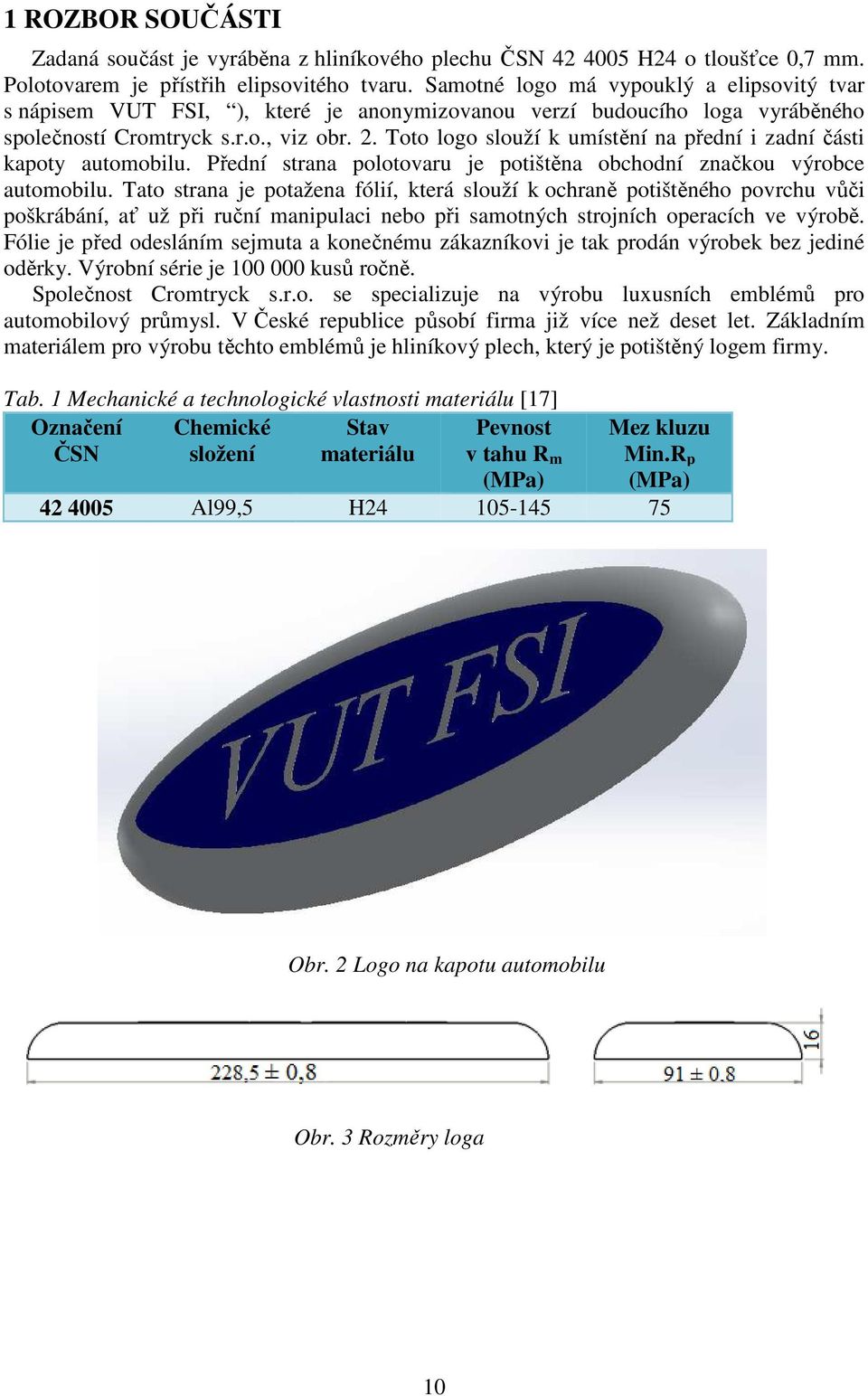 Toto logo slouží k umístění na přední i zadní části kapoty automobilu. Přední strana polotovaru je potištěna obchodní značkou výrobce automobilu.