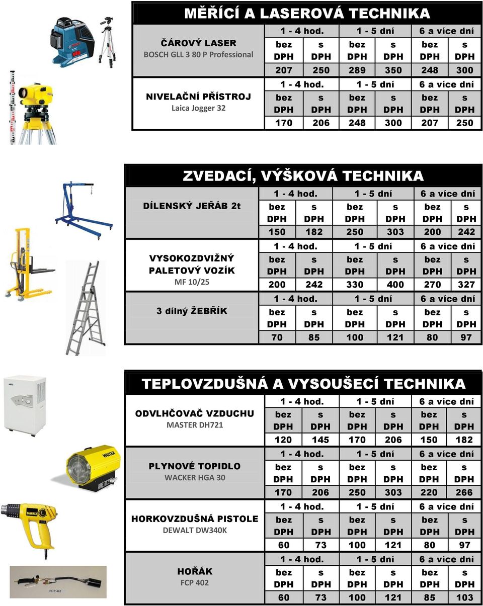 200 242 330 400 270 327 70 85 100 121 80 97 TEPLOVZDUŠNÁ A VYSOUŠECÍ TECHNIKA ODVLHČOVAČ VZDUCHU MASTER DH721 PLYNOVÉ TOPIDLO WACKER HGA