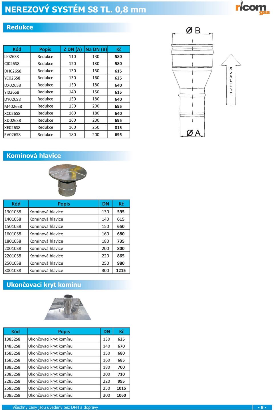 Redukce 140 150 615 DY026S8 Redukce 150 180 640 M4026S8 Redukce 150 200 695 XC026S8 Redukce 160 180 640 XD026S8 Redukce 160 200 695 XE026S8 Redukce 160 250 815 EV026S8 Redukce 180 200 695 Komínová