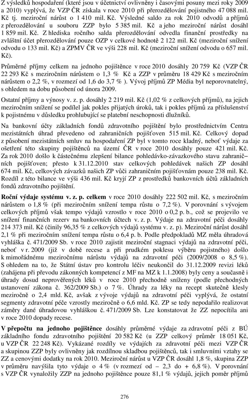 Kč (meziroční snížení odvodu o 133 mil. Kč) 