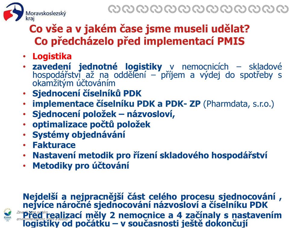 účtováním Sjednocení číselníků PDK implementace číselníku PDK a PDK- ZP (Pharmdata, s.r.o.) Sjednocení položek názvosloví, optimalizace počtů položek Systémy objednávání