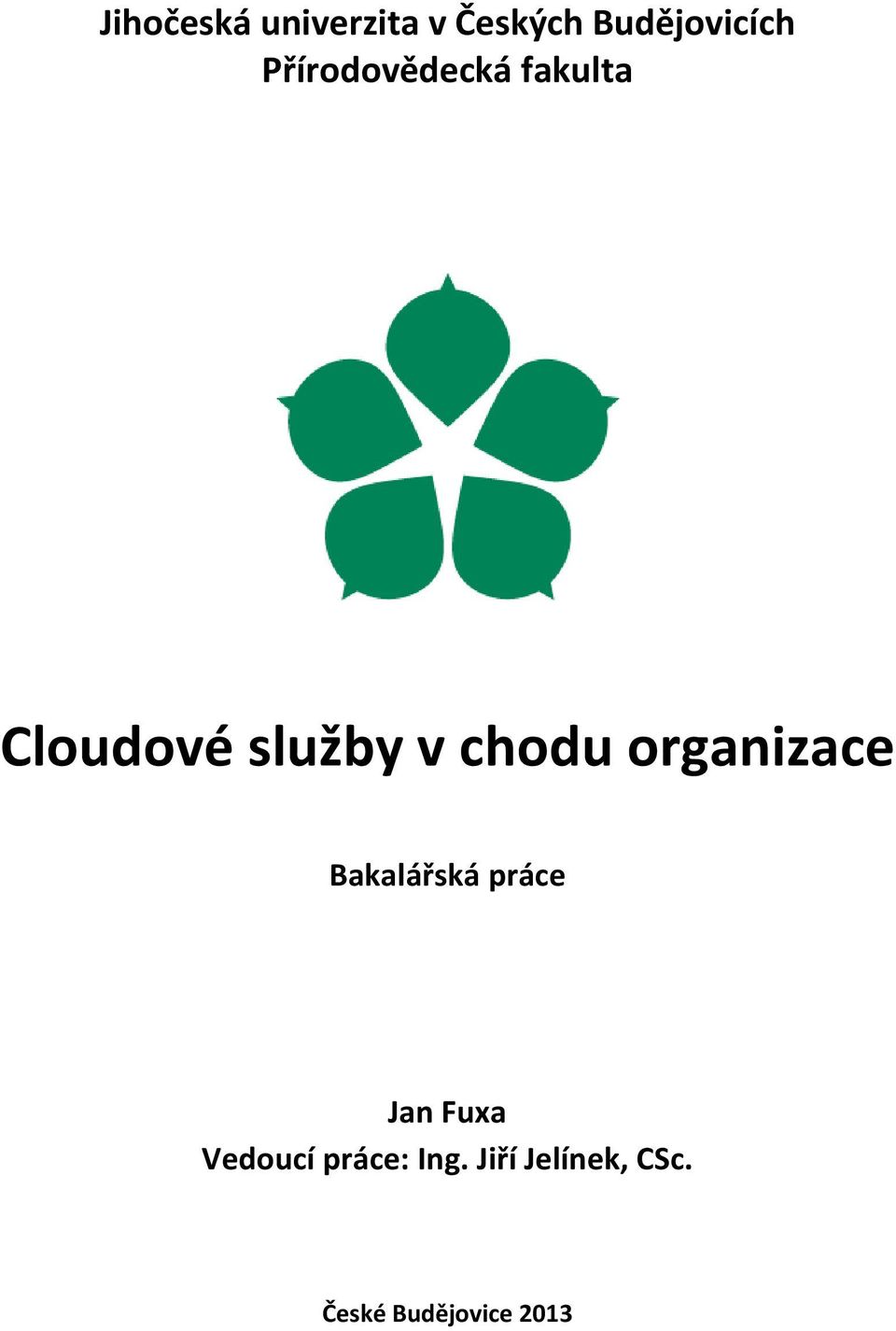 organizace Bakalářská práce Jan Fuxa Vedoucí