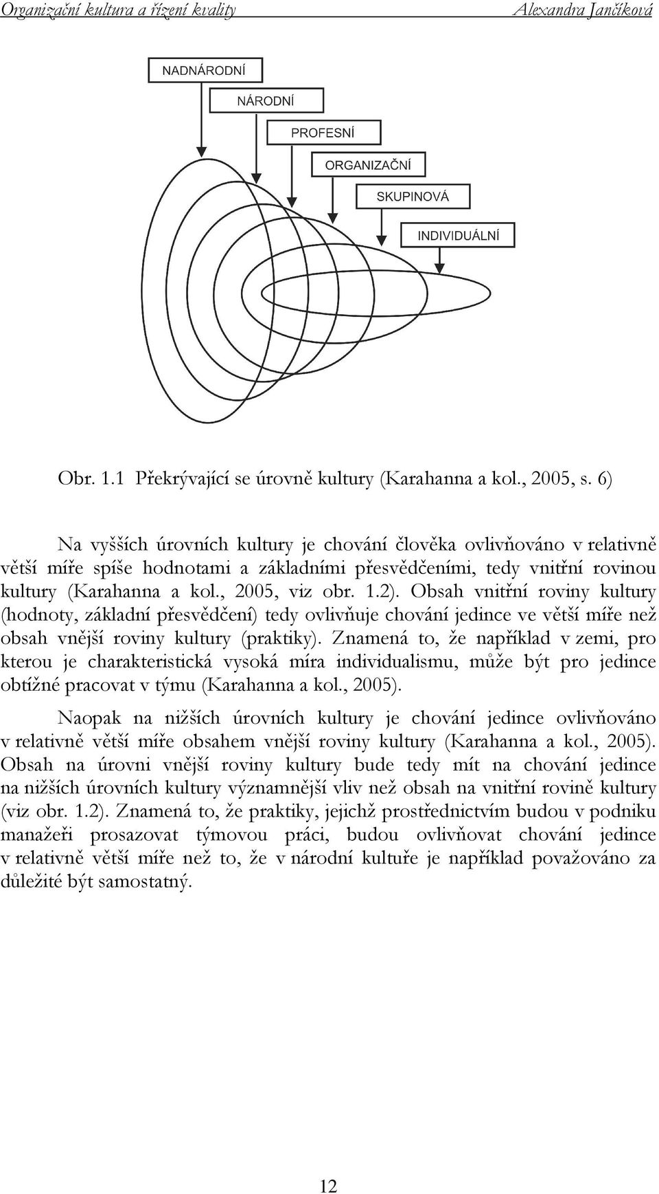 Obsah vnitřní roviny kultury (hodnoty, základní přesvědčení) tedy ovlivňuje chování jedince ve větší míře než obsah vnější roviny kultury (praktiky).