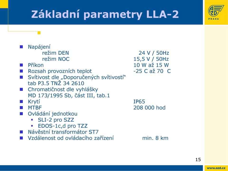 5 TNŽ 34 2610 Chromatičnost dle vyhlášky MD 173/1995 Sb, část III, tab.