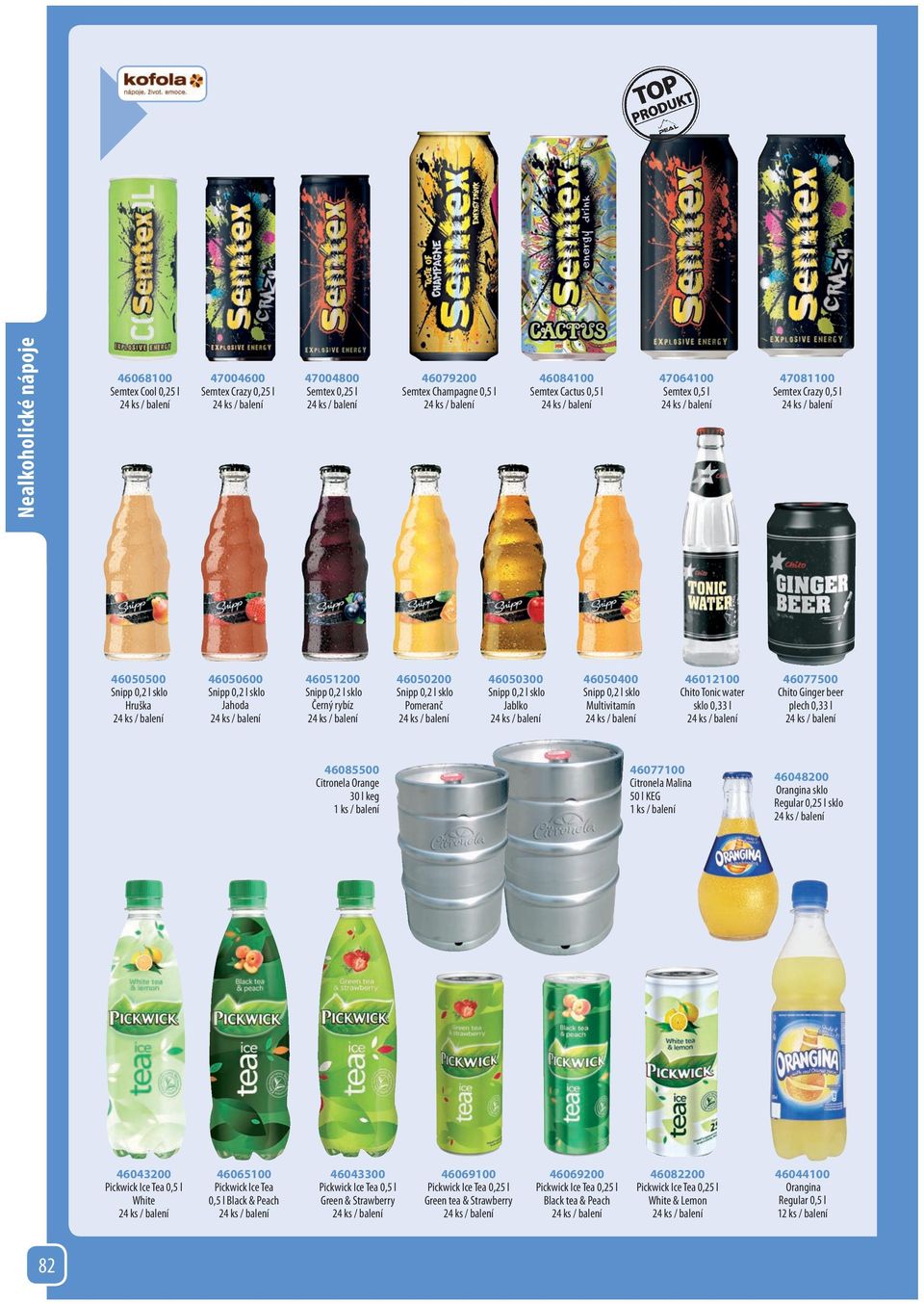 0,2 l sklo Multivitamín 46012100 Chito Tonic water sklo 0,33 l 46077500 Chito Ginger beer plech 0,33 l 46085500 Citronela Orange 30 l keg 1 ks / balení 46077100 Citronela Malina 50 l KEG 1 ks /