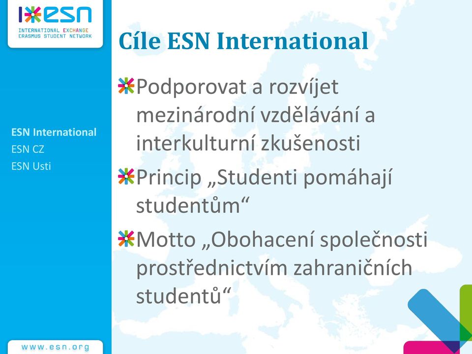 interkulturní zkušenosti Princip Studenti pomáhají