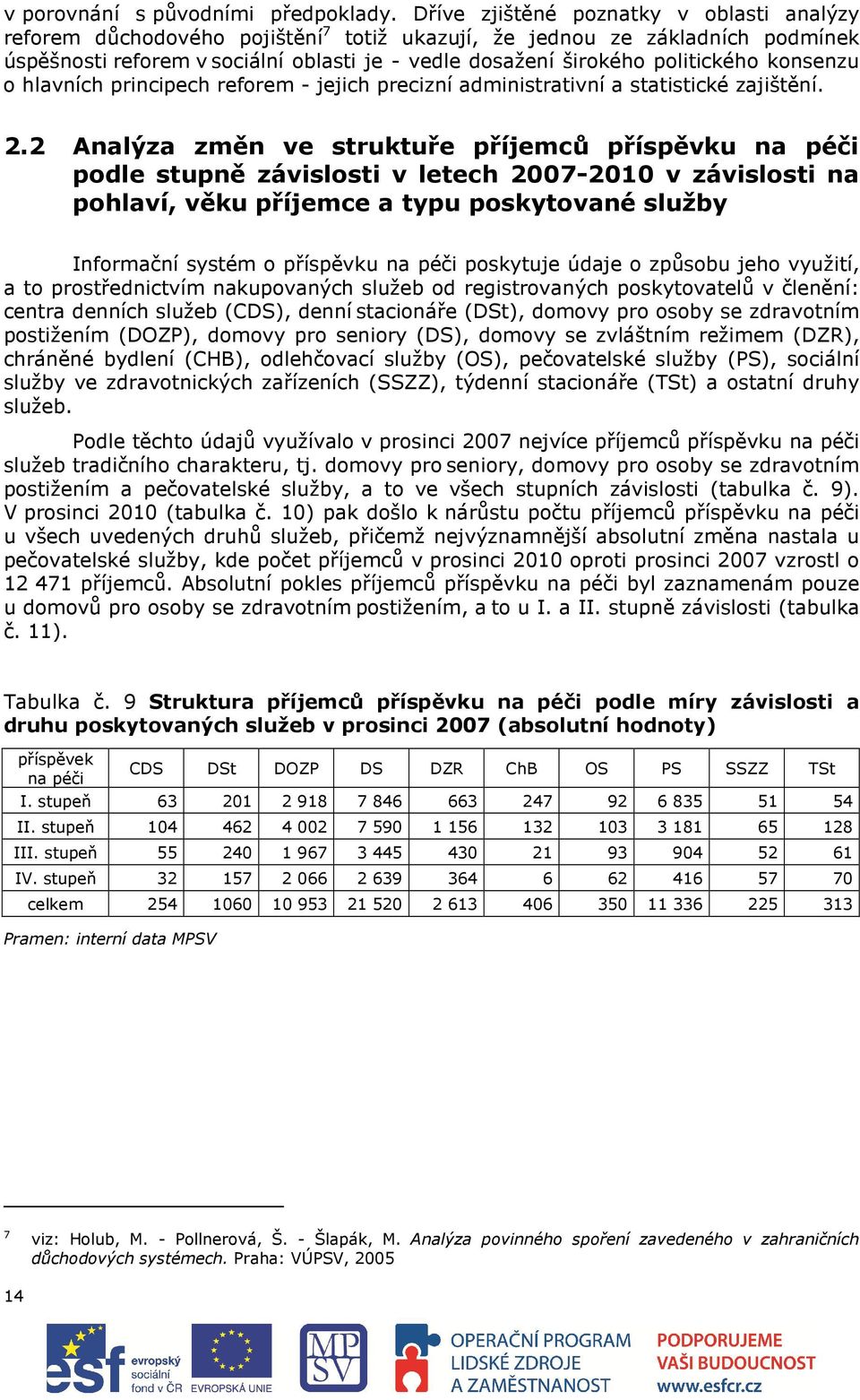 politického konsenzu o hlavních principech reforem - jejich precizní administrativní a statistické zajištění. 2.