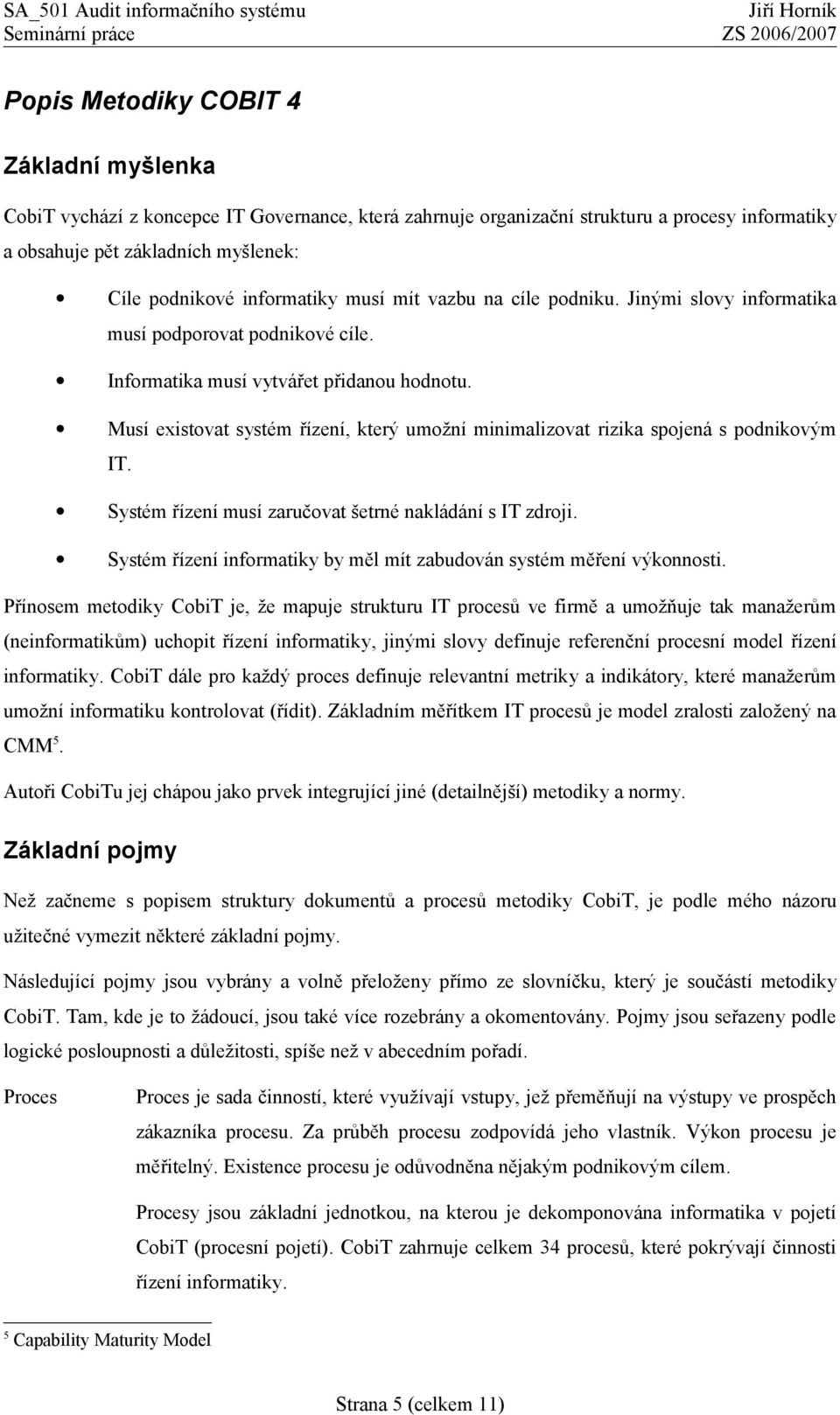 Musí existovat systém řízení, který umožní minimalizovat rizika spojená s podnikovým IT. Systém řízení musí zaručovat šetrné nakládání s IT zdroji.