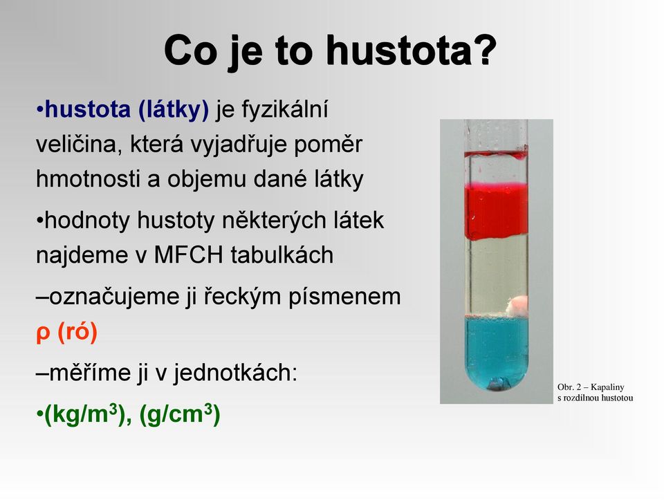 a objemu dané látky hodnoty hustoty některých látek najdeme v MFCH