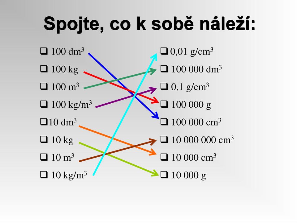 0,01 g/cm 3 100 000 dm 3 0,1 g/cm 3 100 000 g