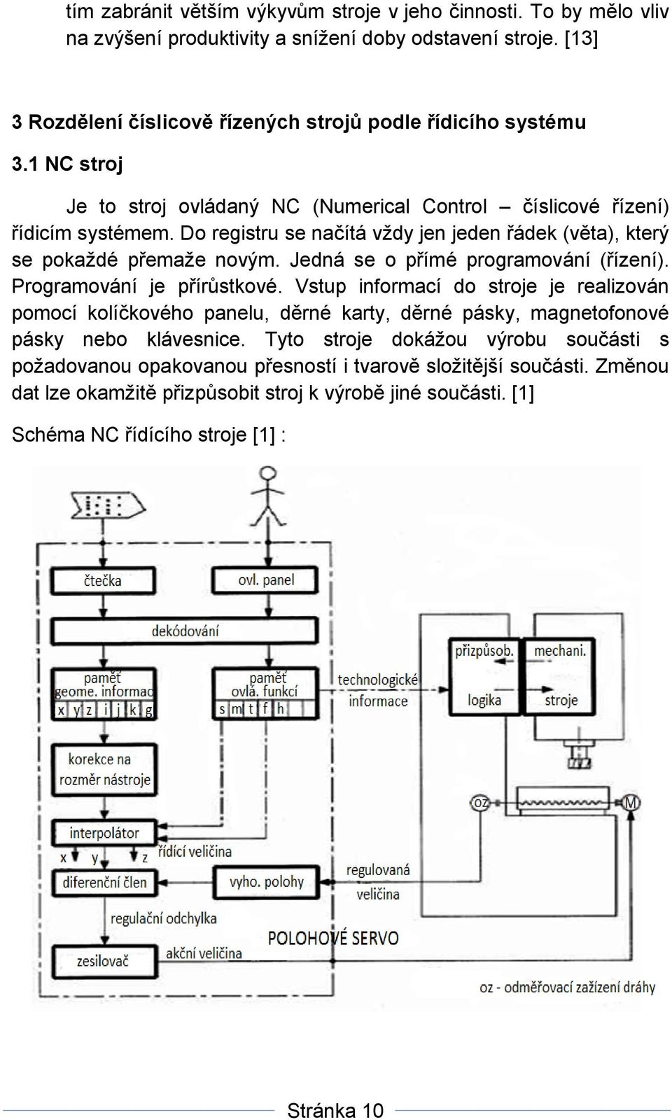 Jedná se o přímé programování (řízení). Programování je přírůstkové.