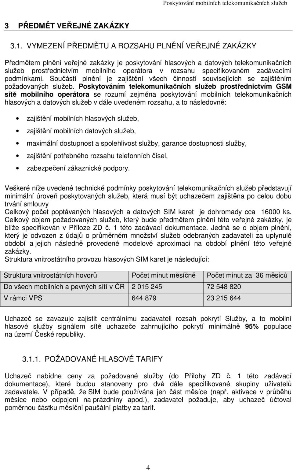 specifikovaném zadávacími podmínkami. Součástí plnění je zajištění všech činností souvisejících se zajištěním požadovaných služeb.