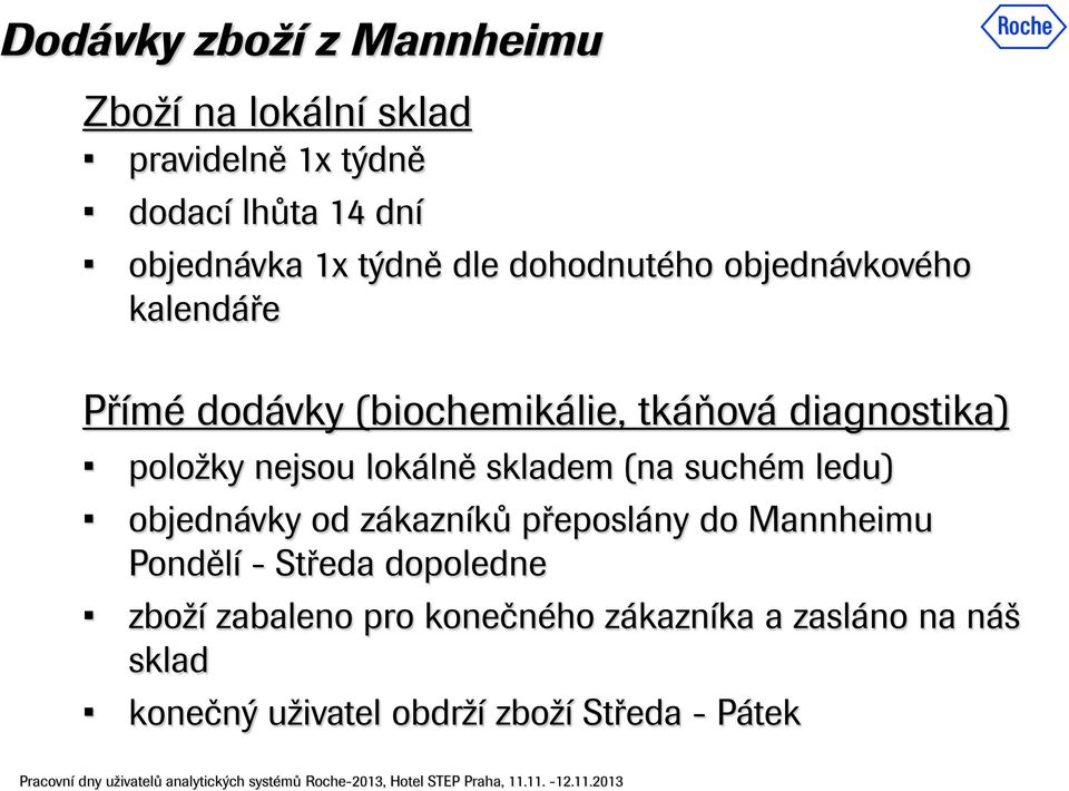 nejsou lokálně skladem (na suchém ledu) objednávky od zákazníků přeposlány do Mannheimu Pondělí - Středa