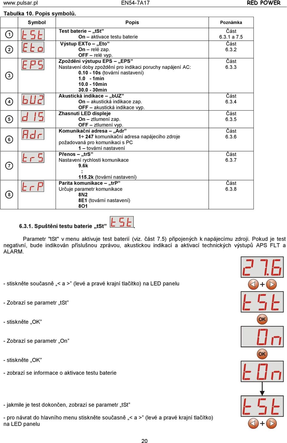 OFF akustická indikace vyp. Zhasnutí LED displeje On ztlumení zap. OFF ztlumení vyp.