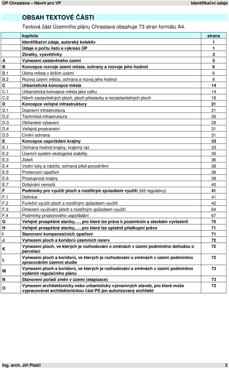 hodnot 6 B.1 Úloha města v širším území 6 B.2 Rozvoj území města, ochrana a rozvoj jeho hodnot 6 C Urbanistická koncepce města 14 C.1 Urbanistická koncepce města jako celku 14 C.