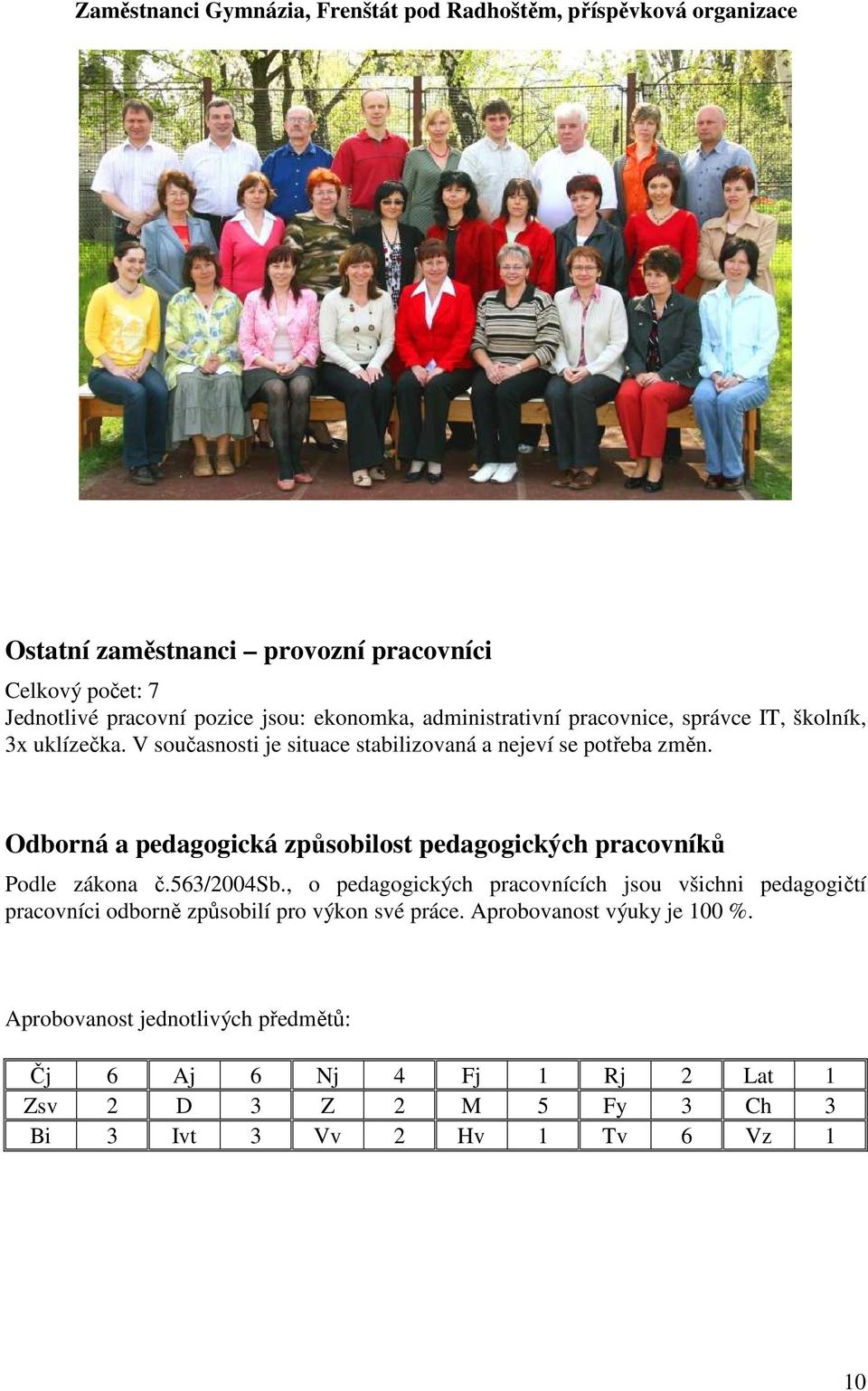 Odborná a pedagogická způsobilost pedagogických pracovníků Podle zákona č.563/2004sb.