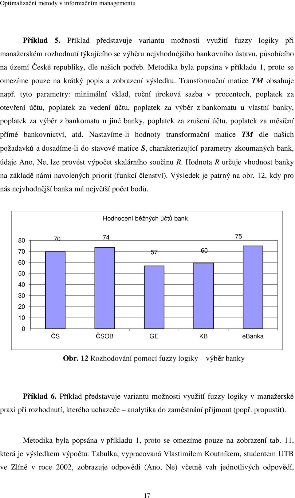 Metodika byla popsána v příkladu 1, proto se omezíme pouze na krátký popis a zobrazení výsledku. Transformační matice TM obsahuje např.