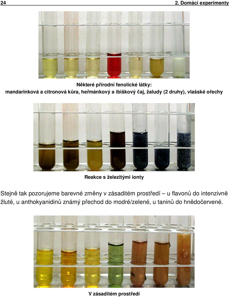 Stejně tak pozorujeme barevné změny v zásaditém prostředí u flavonů do intenzivně žluté,