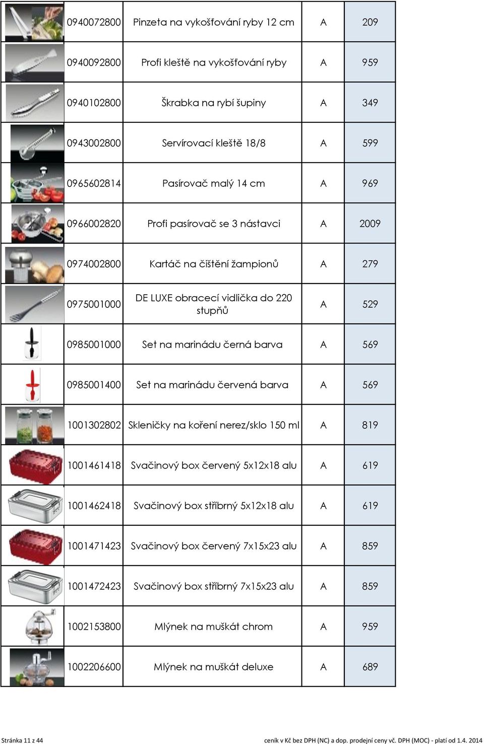 marinádu černá barva A 569 0985001400 Set na marinádu červená barva A 569 1001302802 Skleničky na koření nerez/sklo 150 ml A 819 1001461418 Svačinový box červený 5x12x18 alu A 619 1001462418