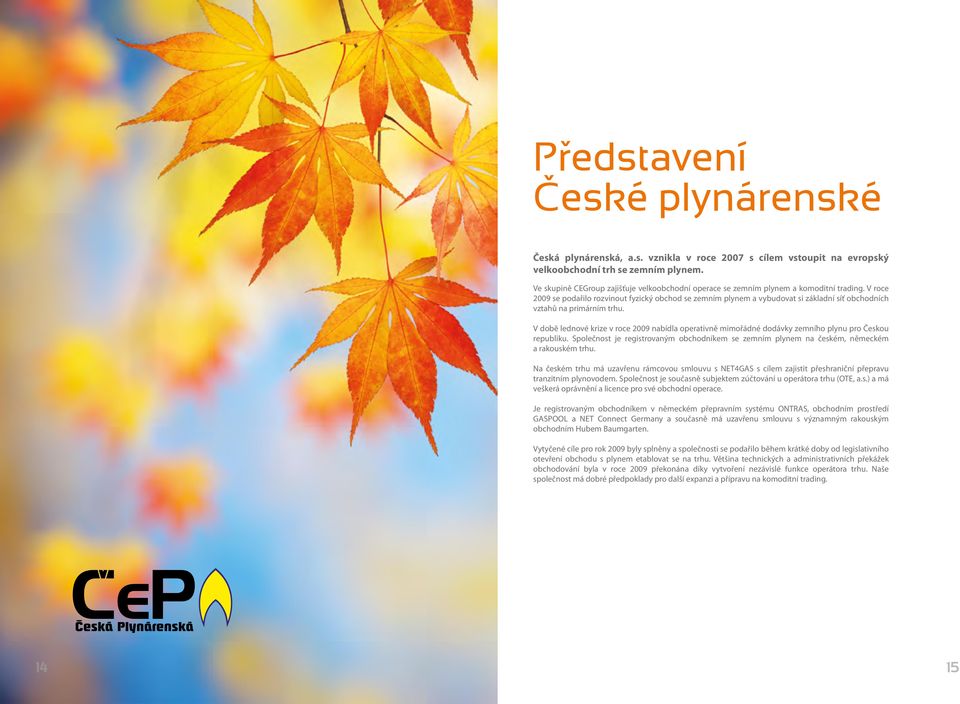 V roe 2009 se podařilo rozvinout fyziký obhod se zemním plynem a vybudovat si základní síť obhodníh vztahů na primárním trhu.