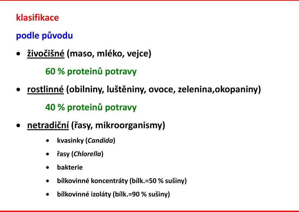 potravy netradiční (řasy, mikroorganismy) kvasinky (Candida) řasy (Chlorella)