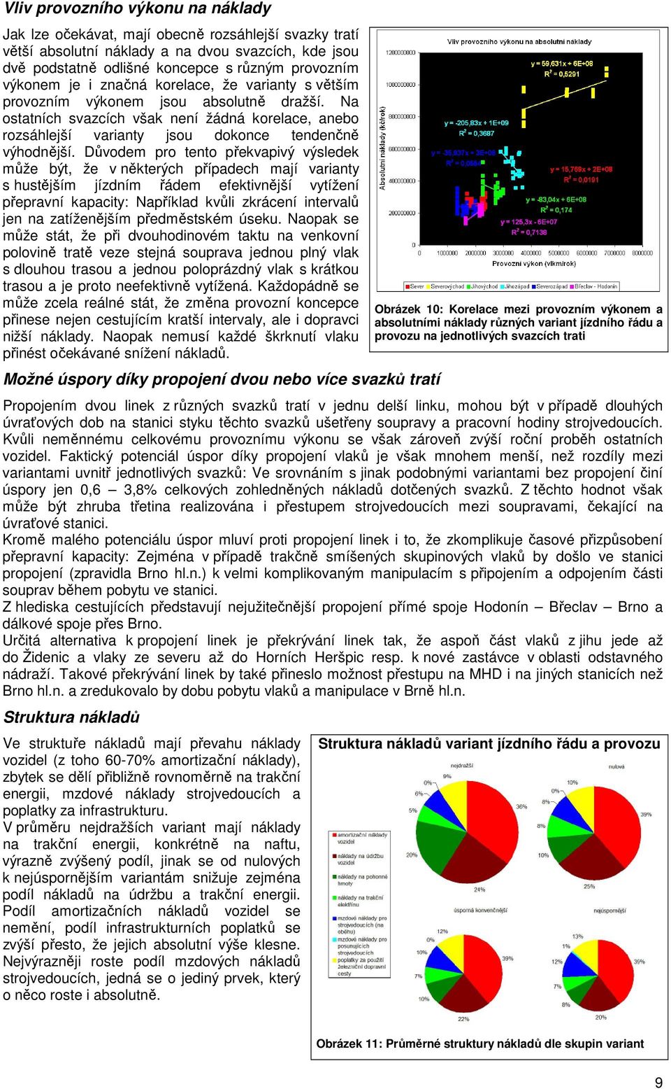 Důvodem pro tento překvapivý výsledek může být, že v některých případech mají varianty s hustějším jízdním řádem efektivnější vytížení přepravní kapacity: Například kvůli zkrácení intervalů jen na