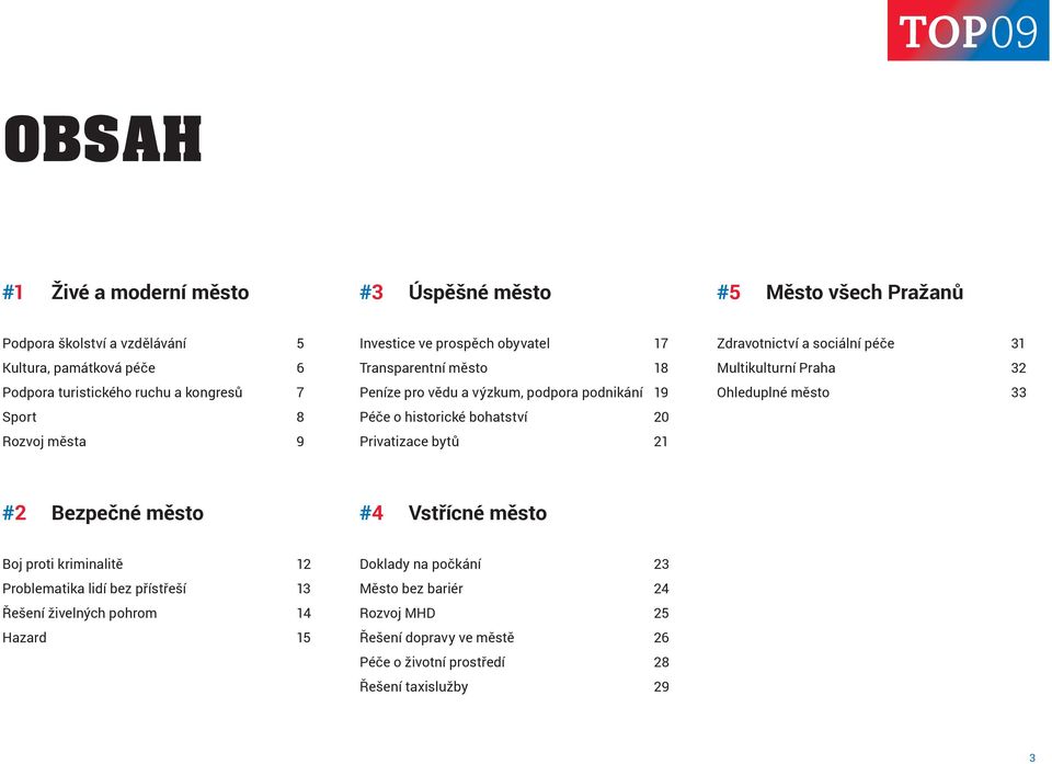 bytů 21 Zdravotnictví a sociální péče 31 Multikulturní Praha 32 Ohleduplné město 33 #2 Bezpečné město #4 Vstřícné město Boj proti kriminalitě 12 Problematika lidí bez
