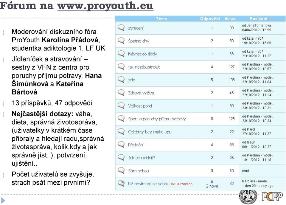 příspěvků, 47 odpovědí } Nejčastější dotazy: váha, dieta, správná životospráva, (uživatelky v krátkém čase přibraly a