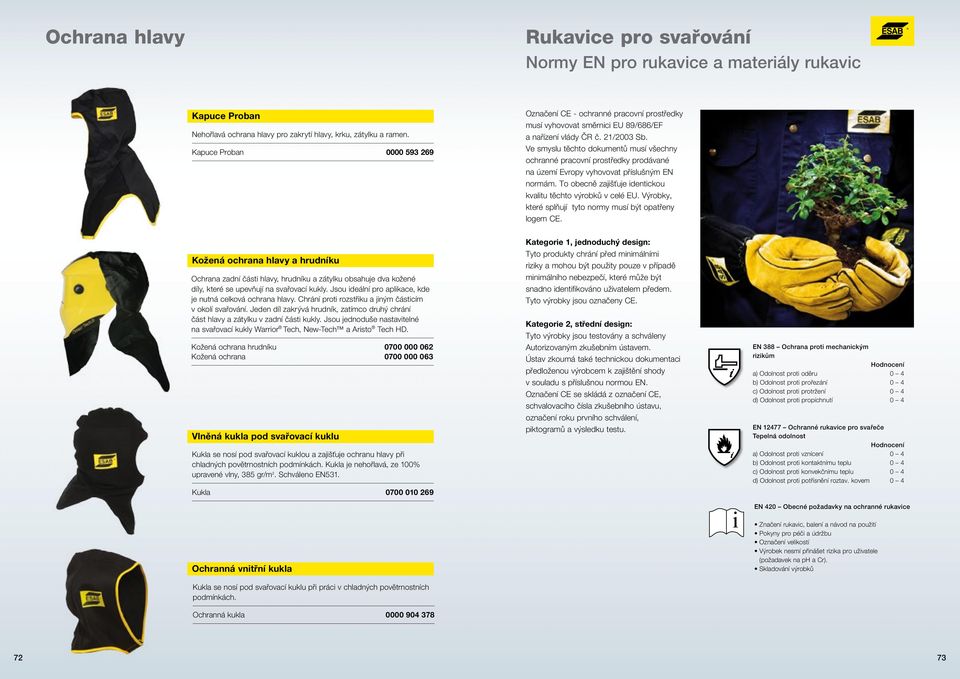 Ve smyslu těchto dokumentů musí všechny ochranné pracovní prostředky prodávané na území Evropy vyhovovat příslušným EN normám. To obecně zajišťuje identickou kvalitu těchto výrobků v celé EU.