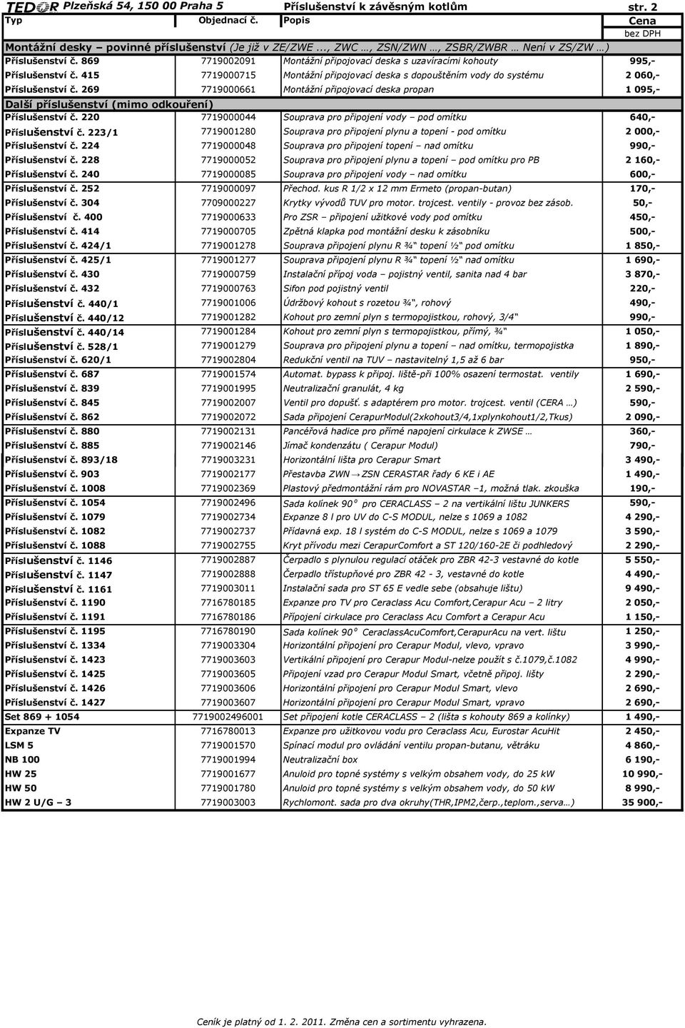 415 7719000715 Montážní připojovací deska s dopouštěním vody do systému 2 060,- Příslušenství č.