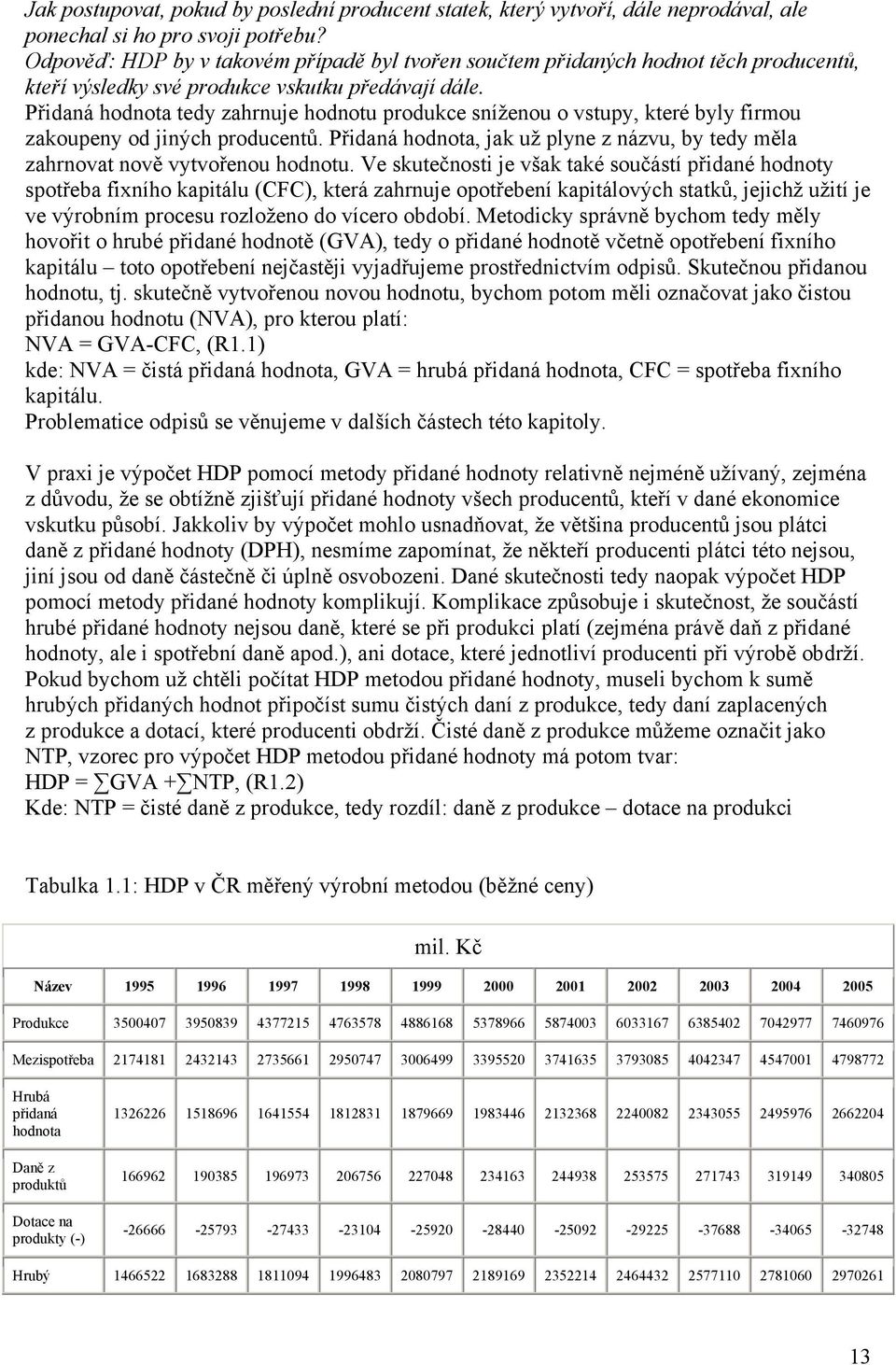 Přidaná hodnota tedy zahrnuje hodnotu produkce sníženou o vstupy, které byly firmou zakoupeny od jiných producentů.