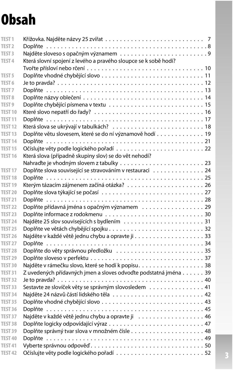 ........................... 11 TEST 6 Je to pravda?........................................ 12 TEST 7 Doplňte........................................... 13 TEST 8 Doplňte názvy oblečení.