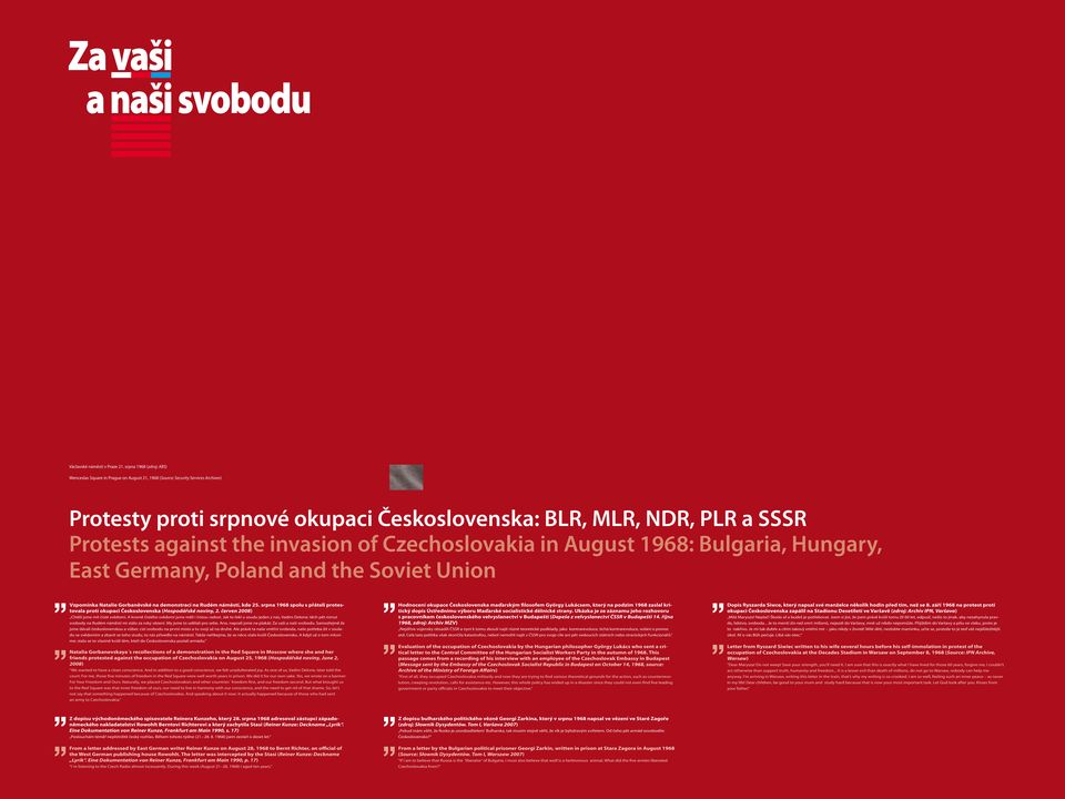 invasion of Czechoslovakia in August 1968: Bulgaria, Hungary, East Germany, Poland and the Soviet Union Vzpomínka Natalie Gorbaněvské na demonstraci na Rudém náměstí, kde 5.