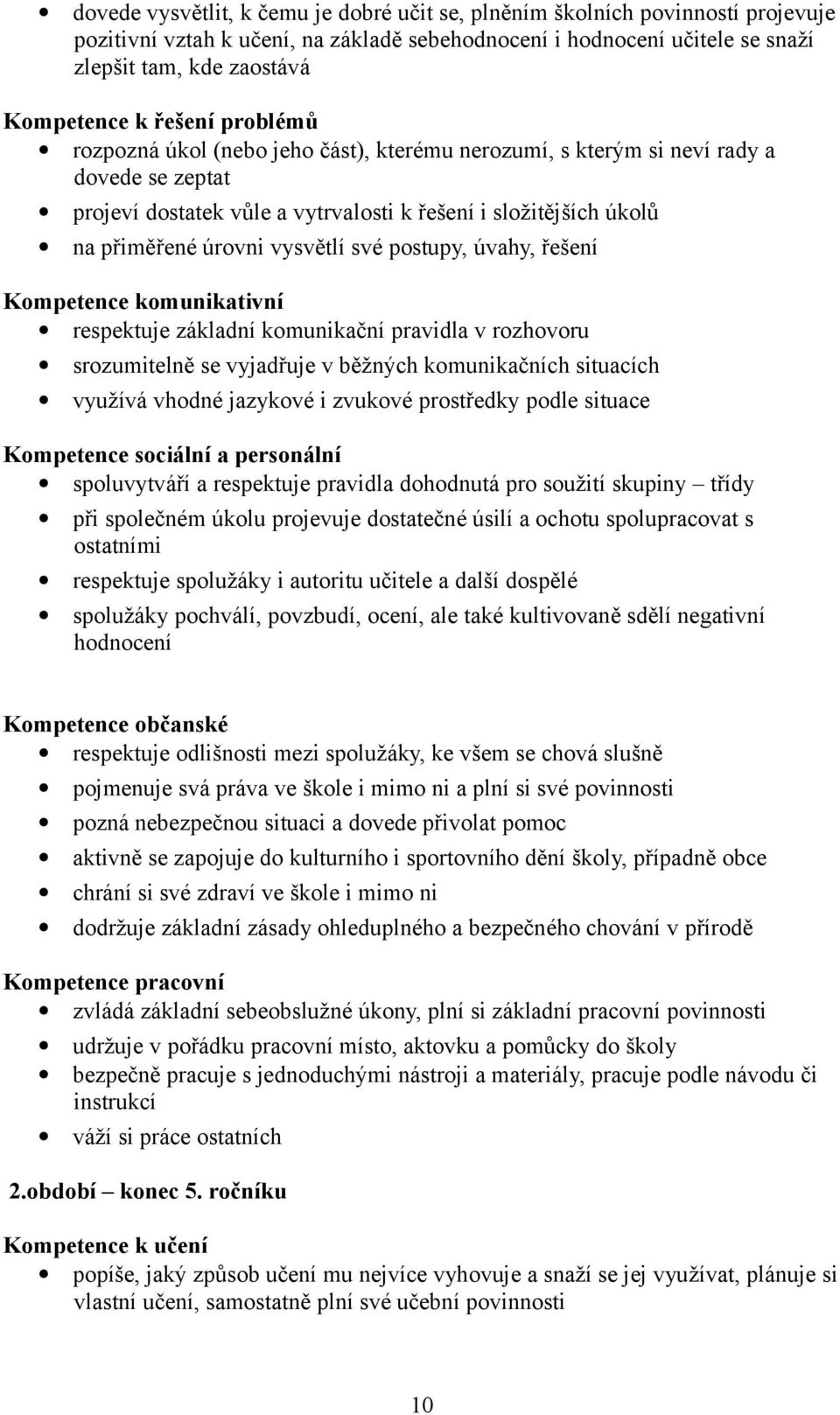 vysvětlí své postupy, úvahy, řešení Kompetence komunikativní respektuje základní komunikační pravidla v rozhovoru srozumitelně se vyjadřuje v běžných komunikačních situacích využívá vhodné jazykové i