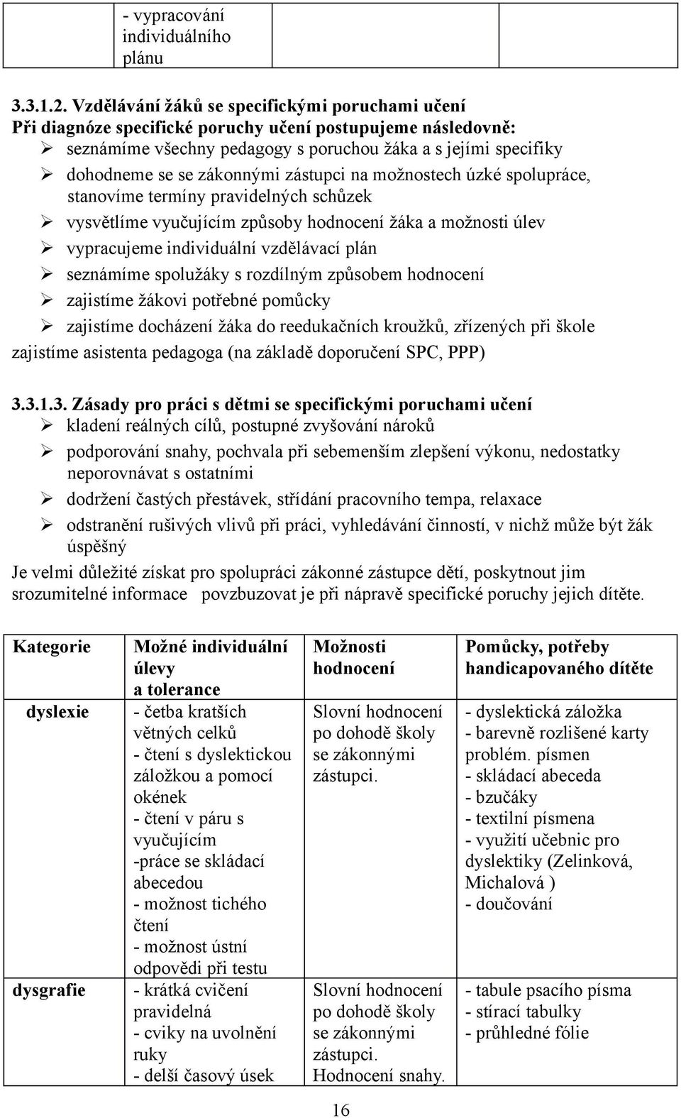 zástupci na možnostech úzké spolupráce, stanovíme termíny pravidelných schůzek vysvětlíme vyučujícím způsoby hodnocení žáka a možnosti úlev vypracujeme individuální vzdělávací plán seznámíme