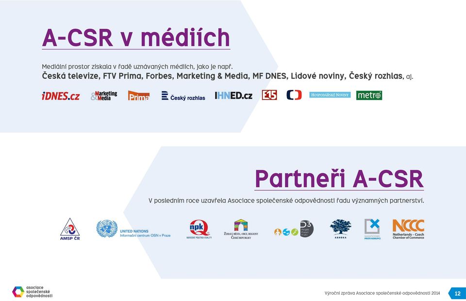 Česká televize, FTV Prima, Forbes, Marketing & Media, MF DNES, Lidové