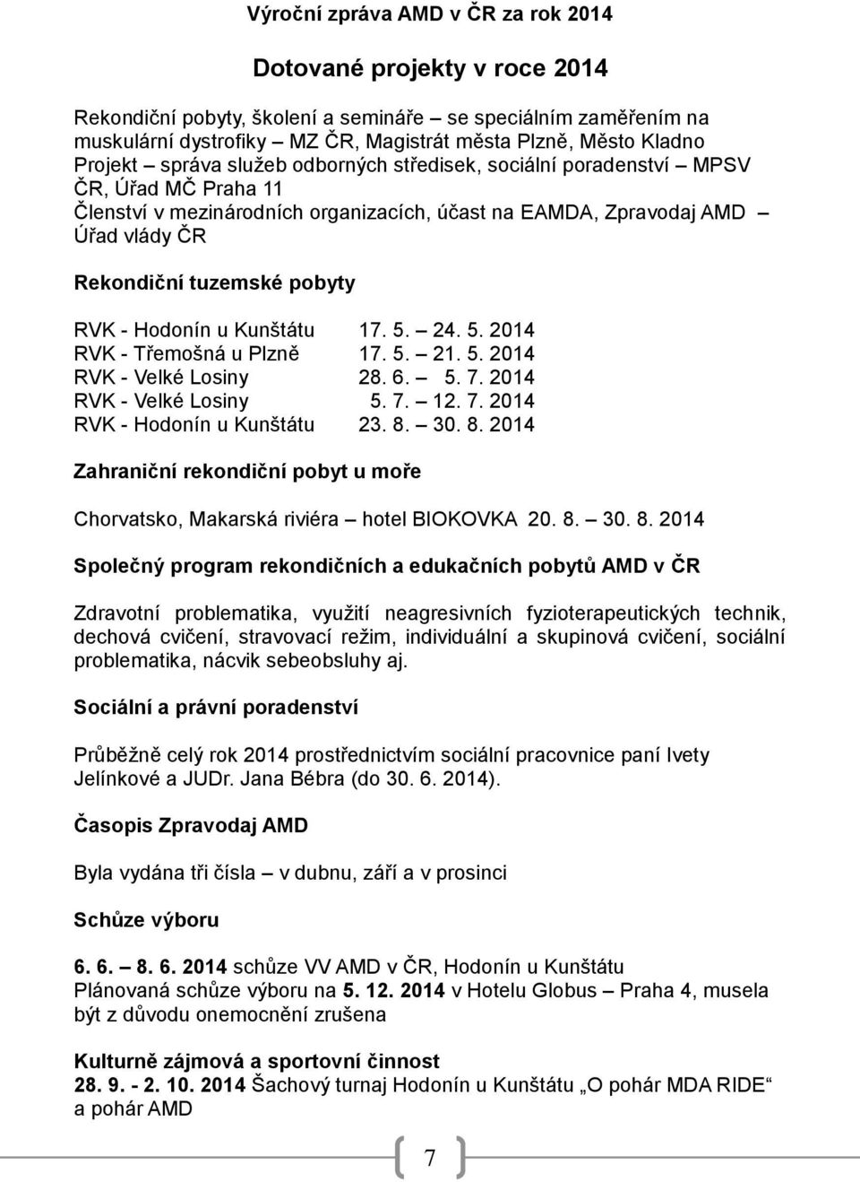 24. 5. 2014 RVK - Třemošná u Plzně 17. 5. 21. 5. 2014 RVK - Velké Losiny 28. 6. 5. 7. 2014 RVK - Velké Losiny 5. 7. 12. 7. 2014 RVK - Hodonín u Kunštátu 23. 8.