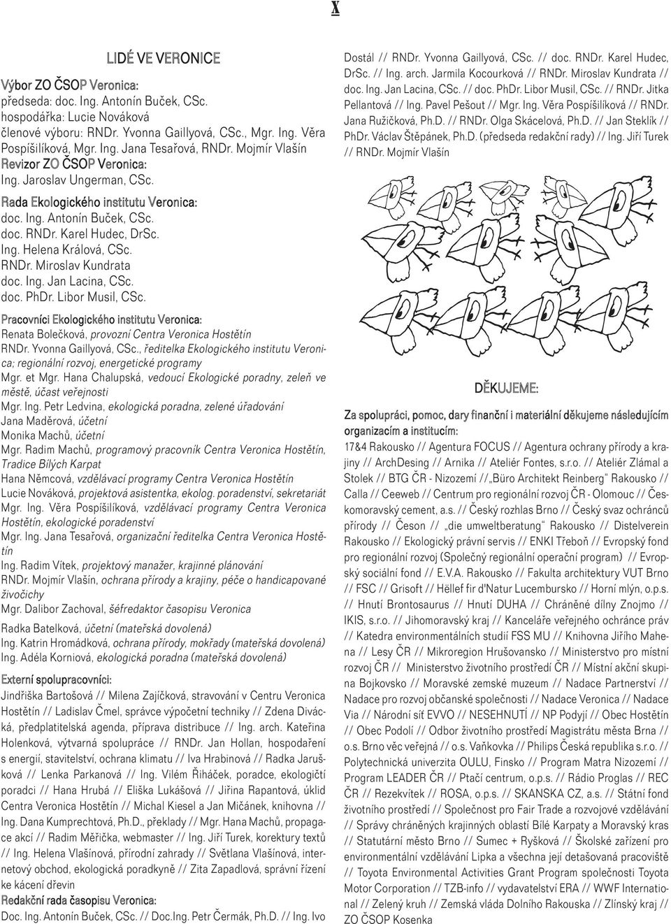 Ing. Jan Lacina, CSc. doc. PhDr. Libor Musil, CSc. Pracovníci Ekologického institutu Veronica: Renata Bolečková, provozní Centra Veronica Hostětín RNDr. Yvonna Gaillyová, CSc.