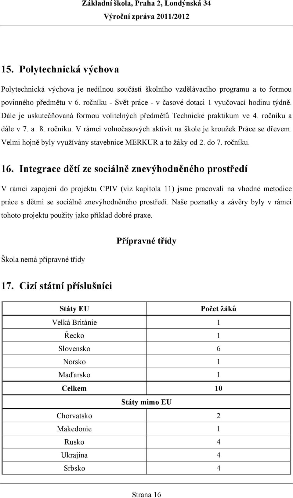 Velmi hojně byly využívány stavebnice MERKUR a to žáky od 2. do 7. ročníku. 16.