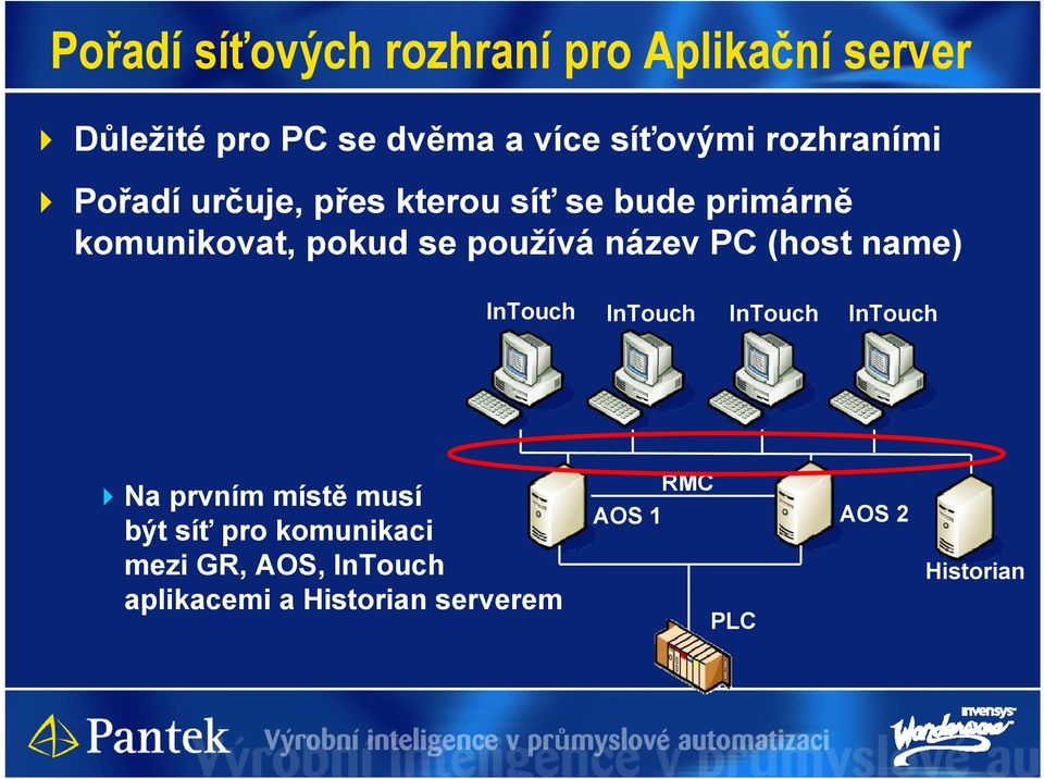 název PC (host name) InTouch InTouch InTouch InTouch Na prvním místě musí být síť pro