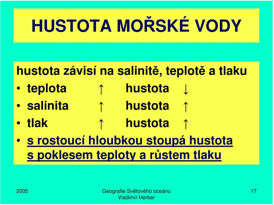 salinita hustota tlak hustota s rostoucí